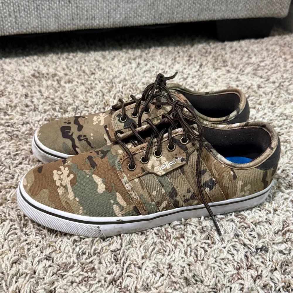 Adidas Originals Seeley Camo Canvas Skate Shoes Brown Green C75813 Mens 8